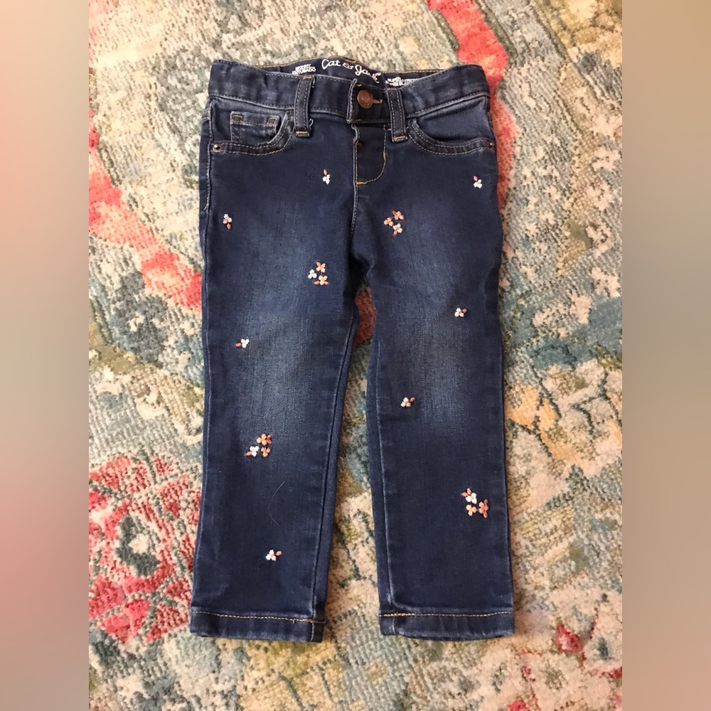 Embroidered Floral Toddler Denim Jeans